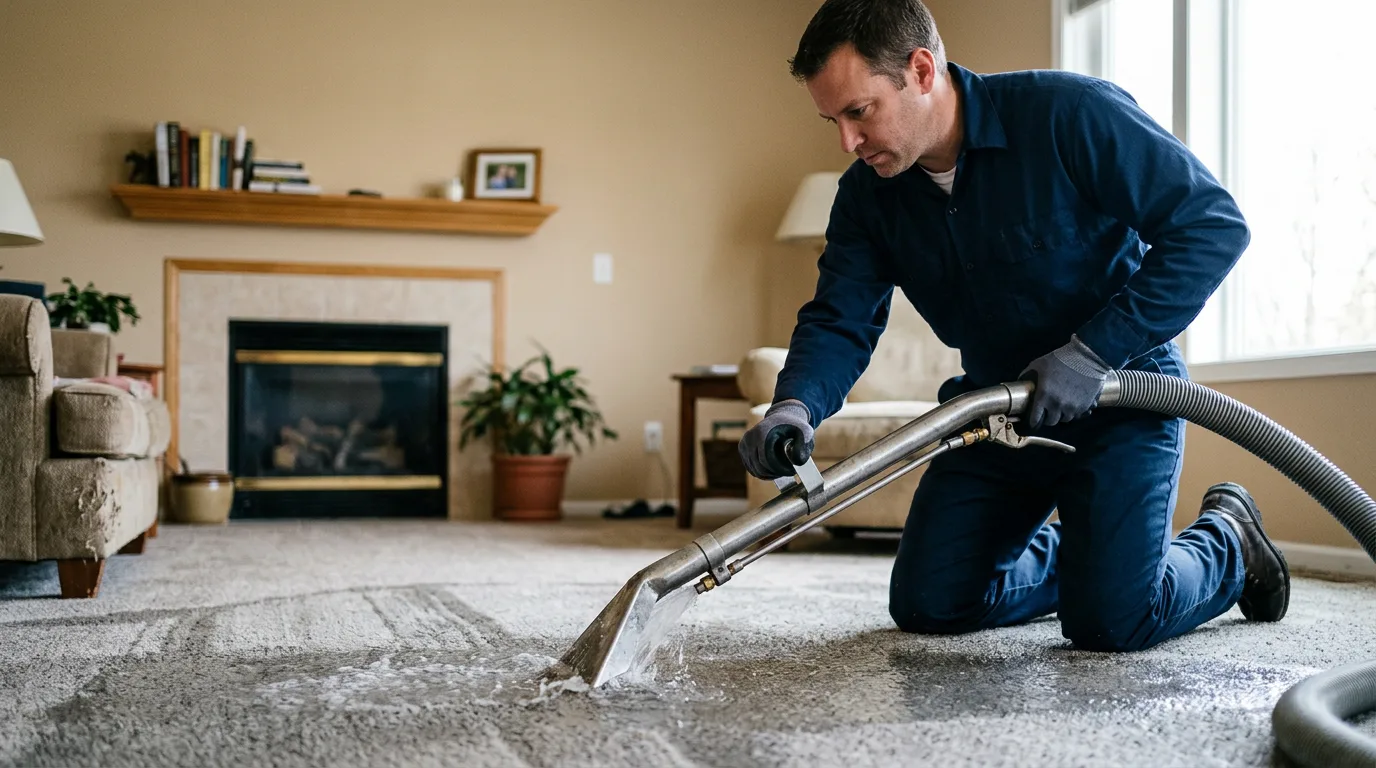 Water damage restoration technician working near Le Grand, IA